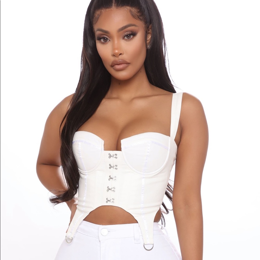 Cropped White Bustier Top